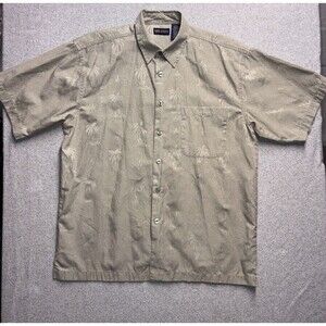 Y2K Faded Glory Men's Large Palm Tree Short Sleeve Button Down Shirt - Hawaiian